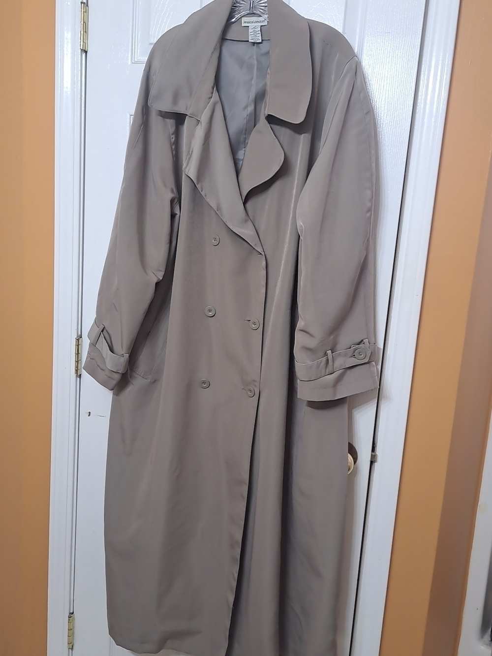 Jessica London Taupe Double-Breasted Trench Coat